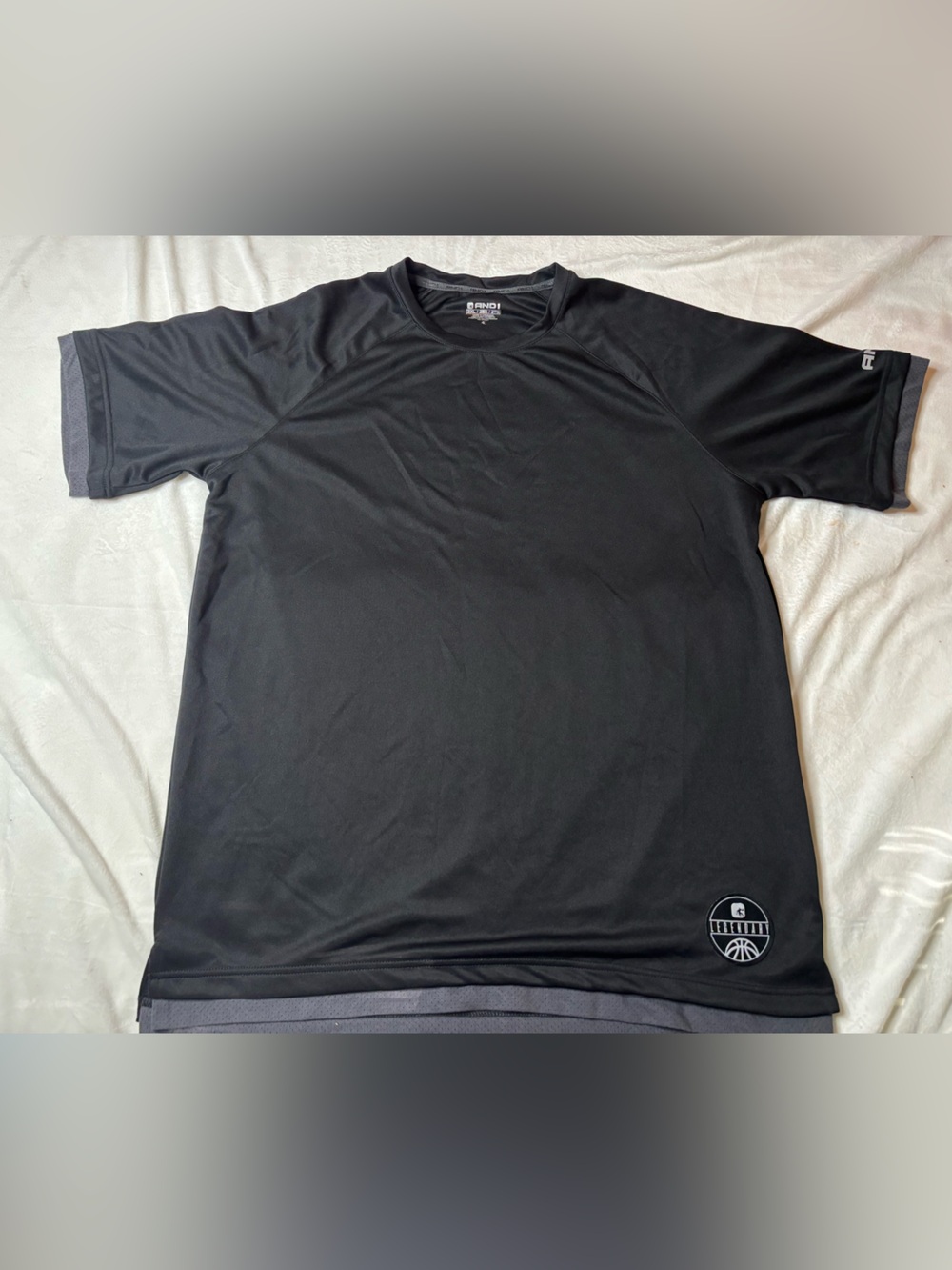 And1 Black Performance Tee with Gray Accent
